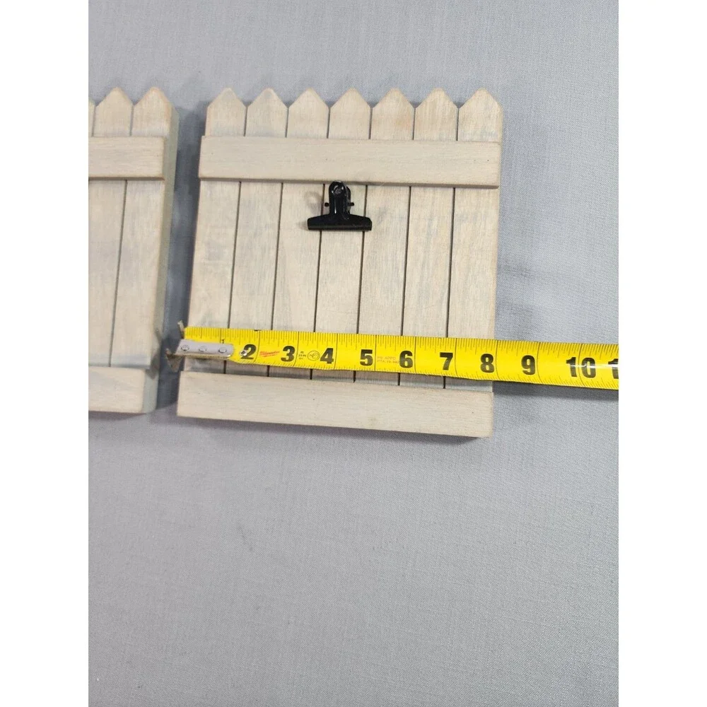 pair of rustic Gray picket-fence photo or memo clip holders: